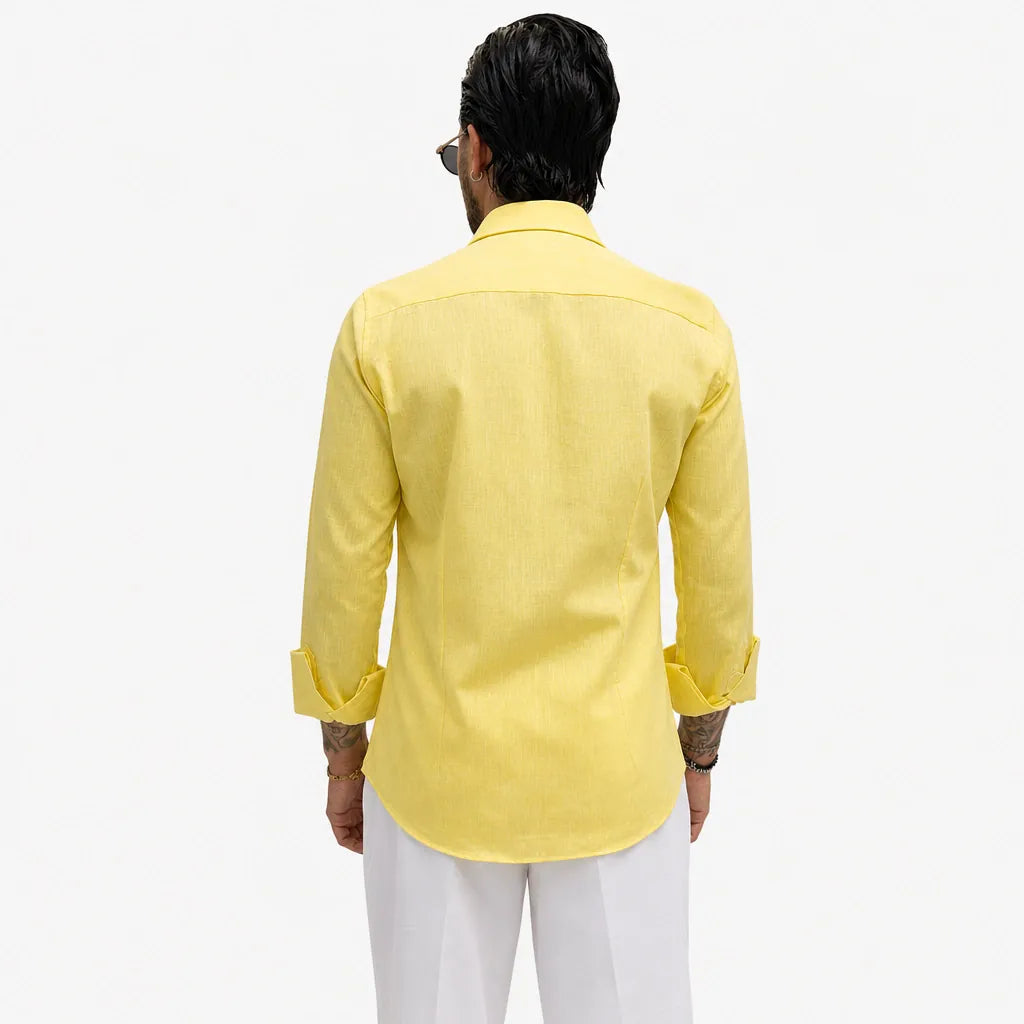 Camicia in 100% Lino - ML-Gialla - retro