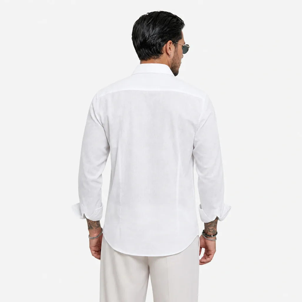 Camicia in 100% Lino - ML-Bianco - retro