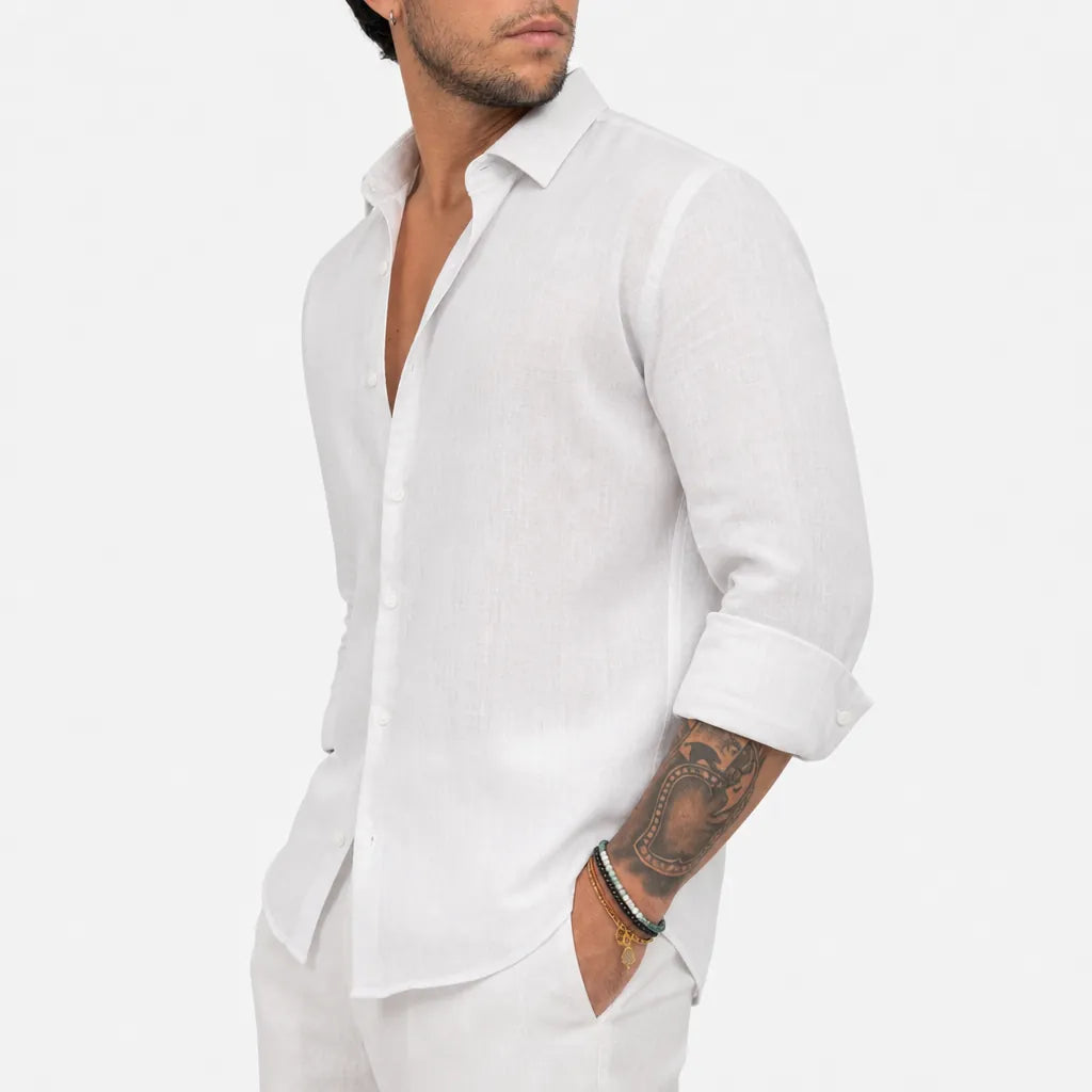Camicia in 100% Lino - ML-Bianco - feature 2