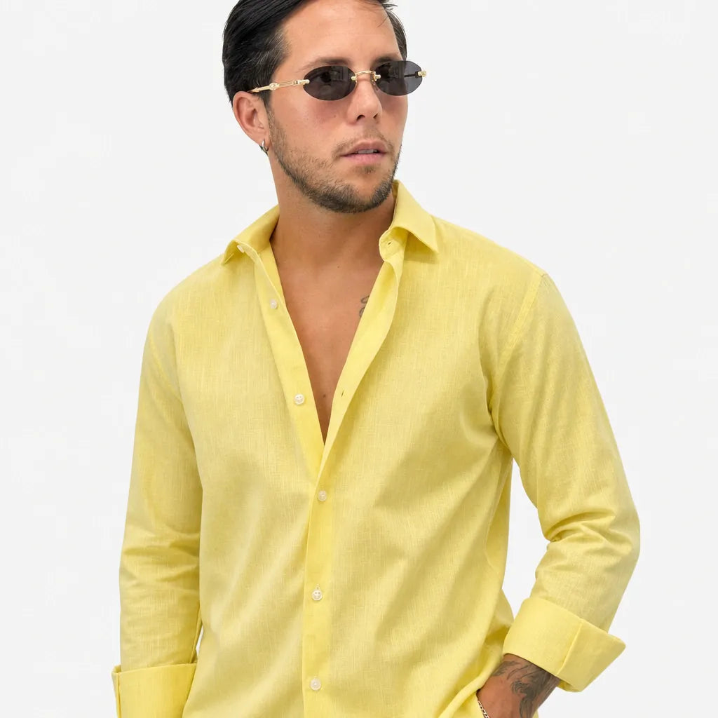 Camicia in 100% Lino - ML-Gialla - feature 1