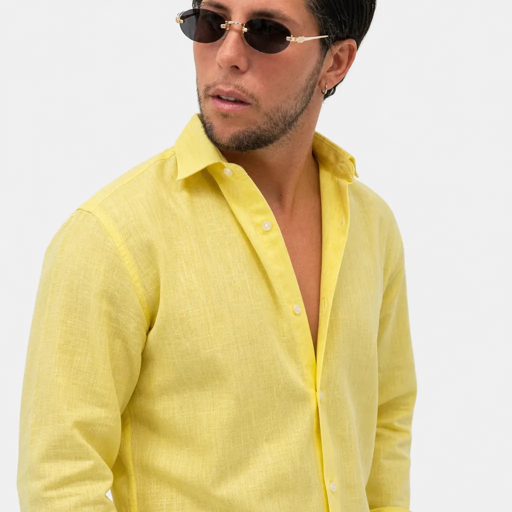 Camicia in 100% Lino - ML-Gialla - feature 2