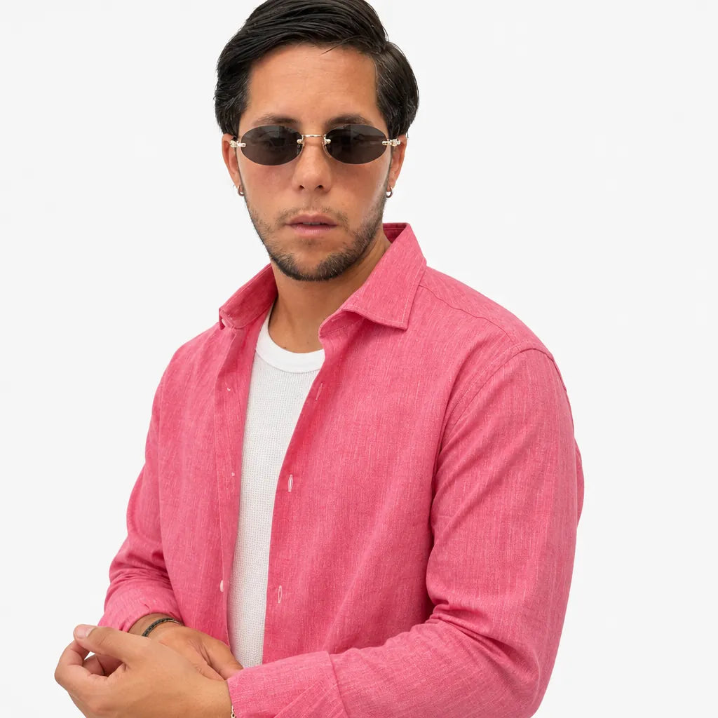 Camicia in 100% Lino - ML-Rosa Pastello - feature 2