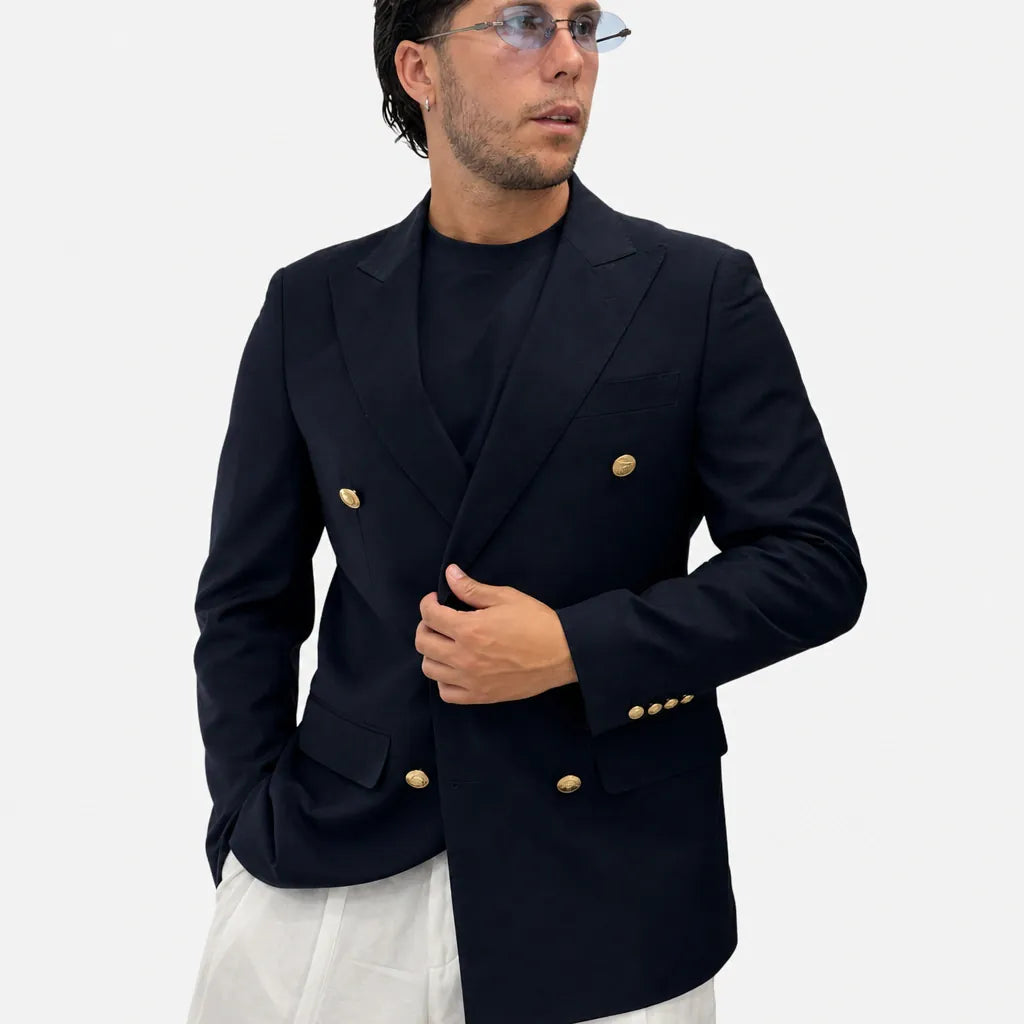 Giacca Doppio Petto Bottoni Oro - GDP100-Blue - feature 1