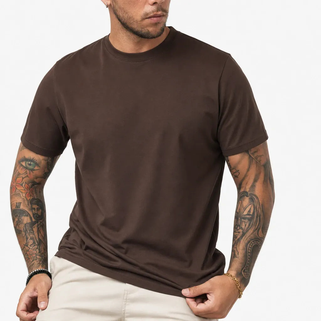 T-shirt in Filo di Scozia - THS-Marrone - feature 1
