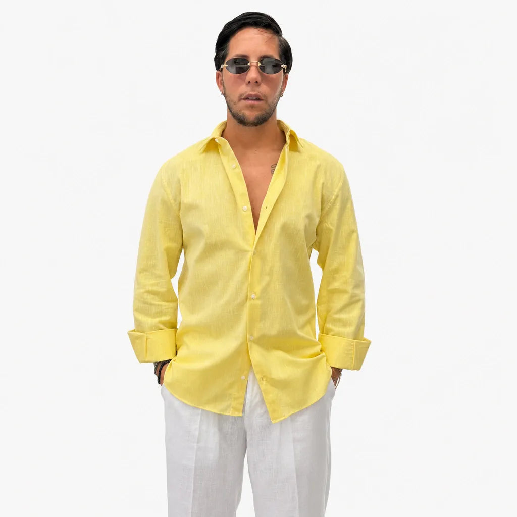 Camicia in 100% Lino - ML-Gialla - front