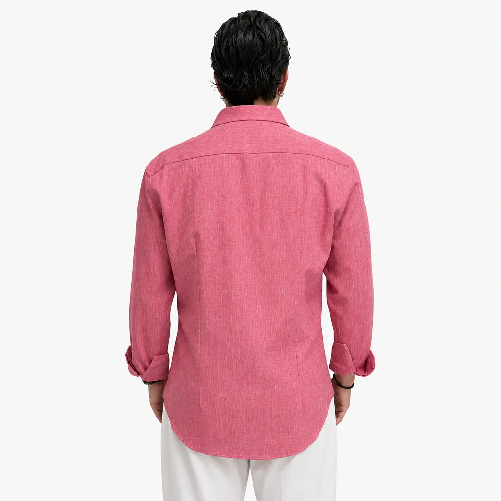 Camicia in 100% Lino - ML-Rosa Pastello - retro