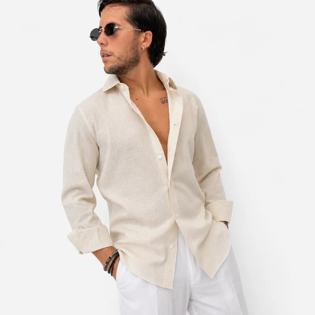Camicia in 100% Lino - ML-Beige - feature 2