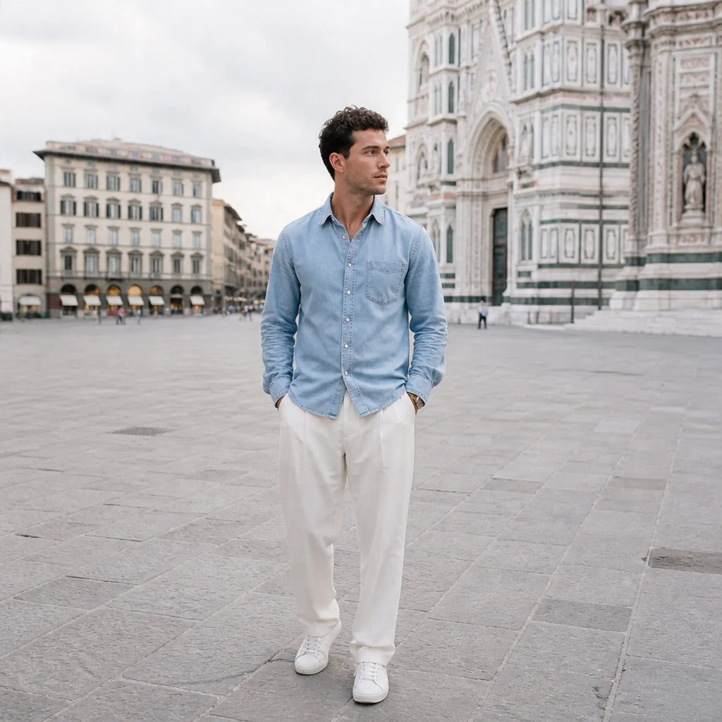 Pantalone Doppia Pences Fondo Largo