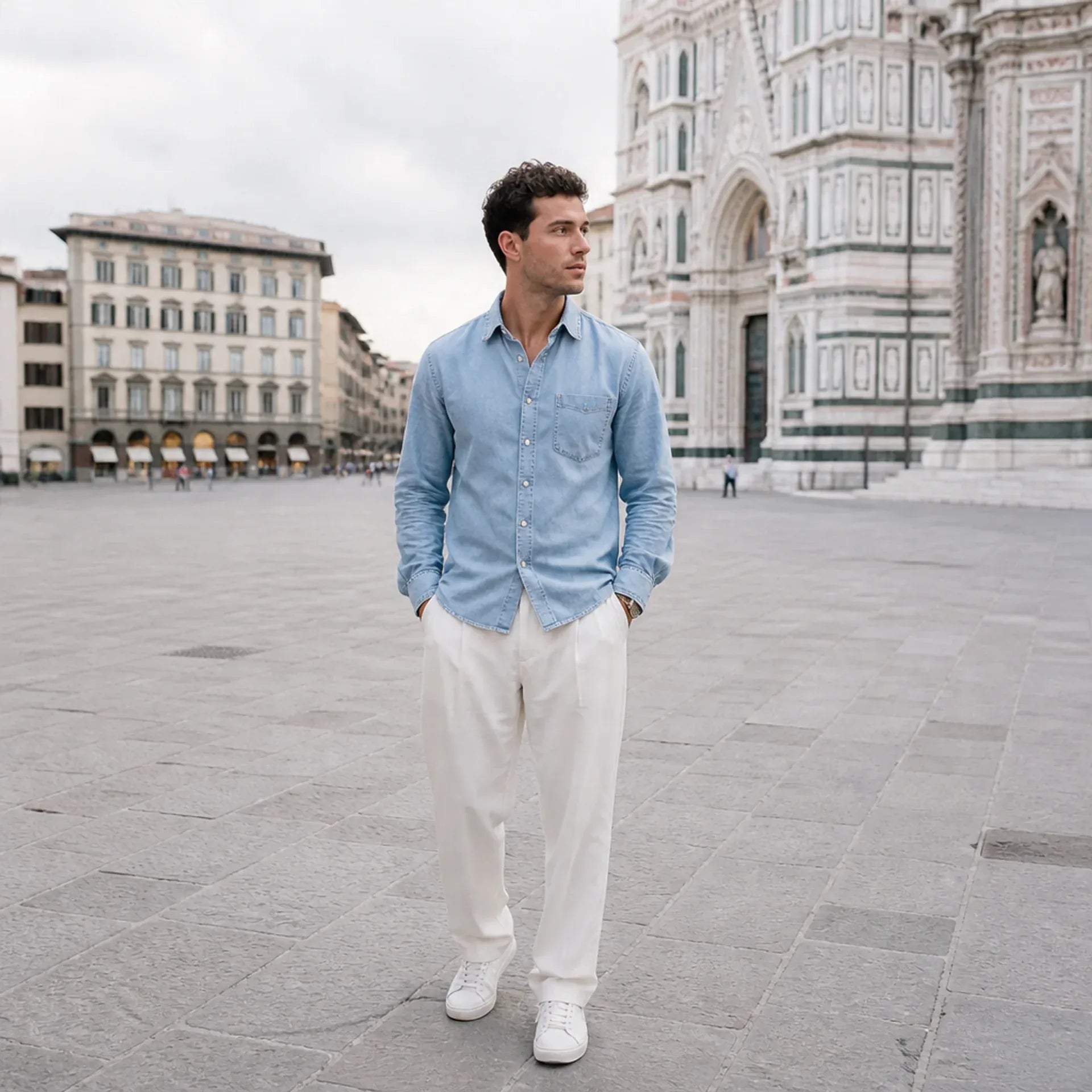 Pantalone Doppia Pences Fondo Largo