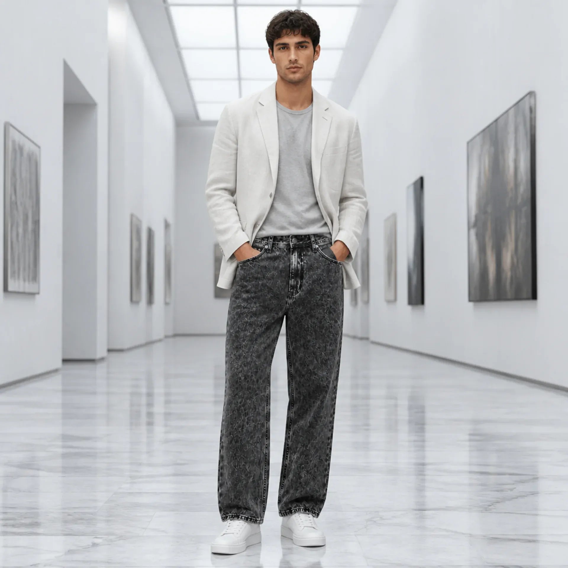 Jeans Grey Fondo Largo